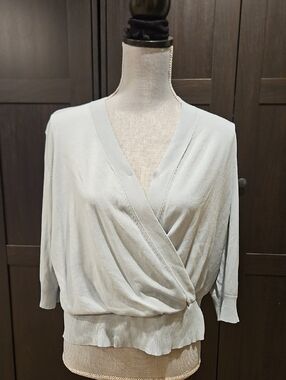 Talbots Light Blue Wrap V-Neck Sweater